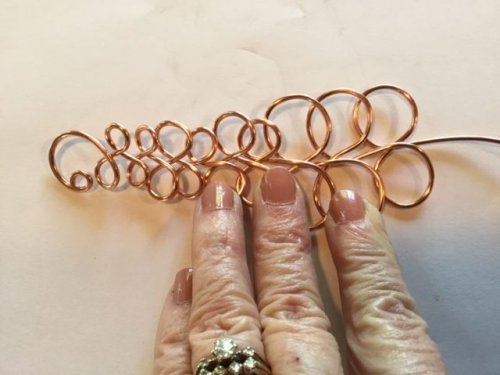 Karen Meador, Ph.D.'s Loopy Loo Graduated Wire Bracelet - , Contemporary Wire Jewelry, Loops, Wire Loop, Wrapped Wire Loop, Spirals, Wire Spiral, Spiral Wire Wrap, create the other side of the bracelet